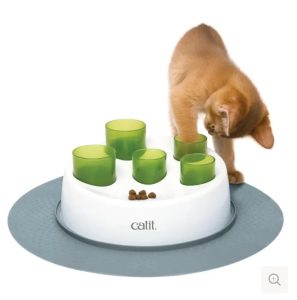 Need to help slow down your cat's food intake? Try a puzzle feeder