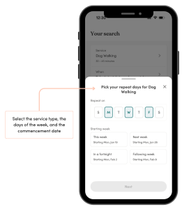 Choose the dates you want to set for the repeat booking