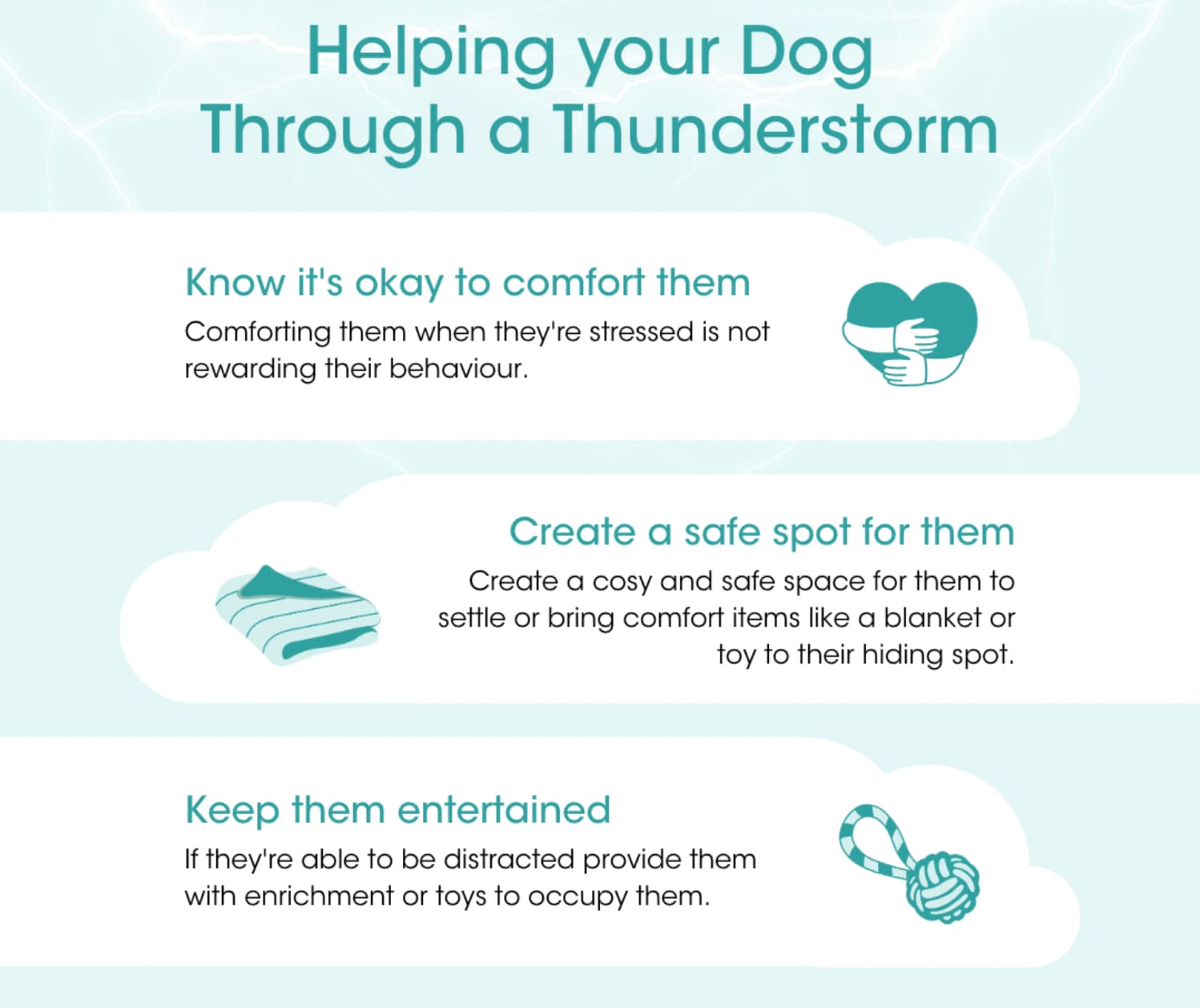 helping dogs during a thunderstorm