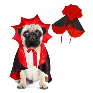 This vampire cloak fits the bill for a spooky halloween costume for pets
