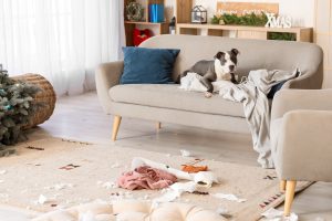 xmas is filled with wrapping paper chaos!