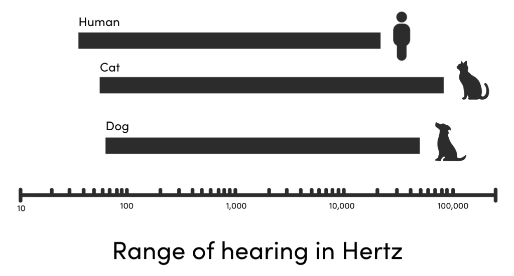 Range of hearing in Hertz - humans versus pets